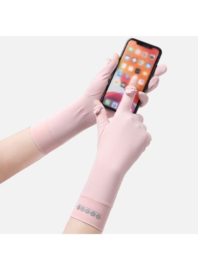 قفازات رقيقة تغطي كامل الأصابع للحماية من الأشعة فوق البنفسجية، قفازات قيادة، قفازات صيفية من الحرير الجليدي قابلة للتهوية تعمل باللمس، قفازات نسائية (زوج واحد) - Image 4